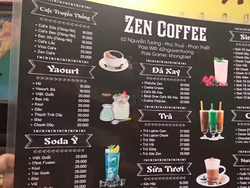 thiết kế menu quán cafe 