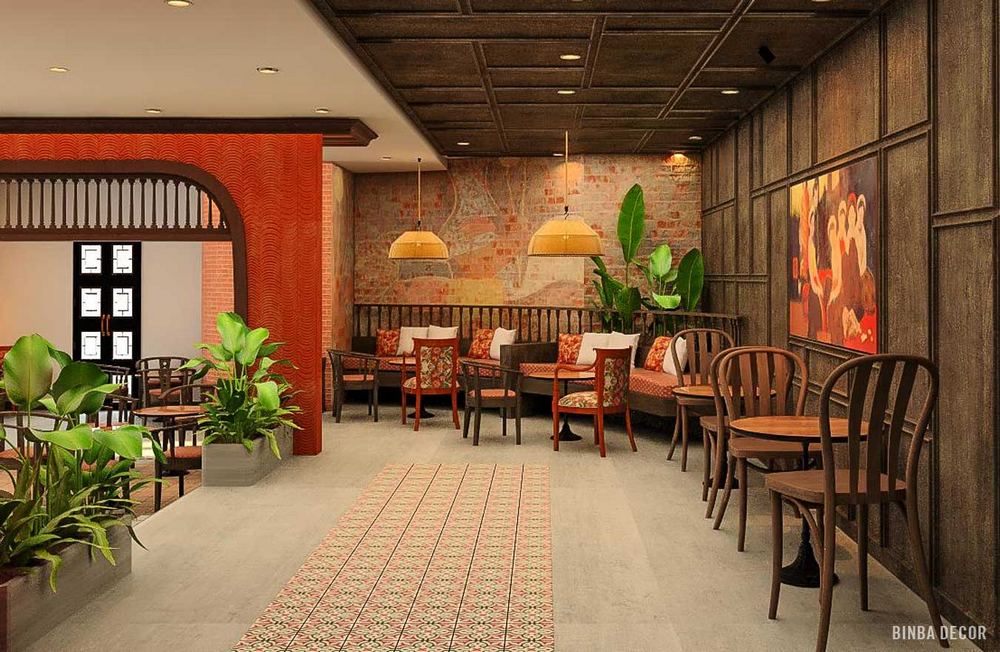 Mẫu thiết kế quán cafe phong cách Đông Dương
