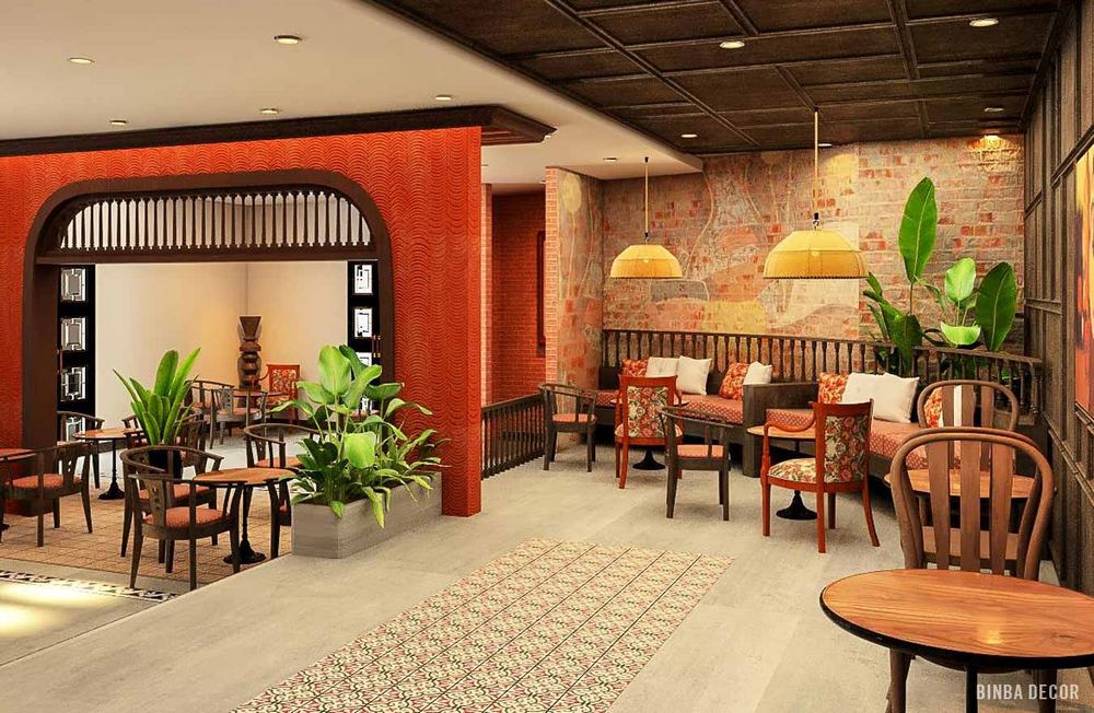 Mẫu thiết kế quán cafe phong cách Đông Dương